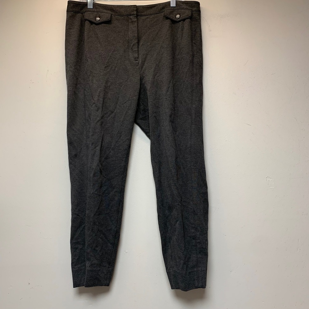 Talbots Ponte Knit Trousers Womens 14 Gray Excellent Stretch Slim Ankle Pants